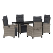 Afuera Living 5 Piece Poly Rattan Garden Dining Set with Cushions in Gray