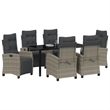 Afuera Living 7 Piece Poly Rattan Garden Dining Set with Cushions in Gray