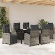 Afuera Living 7 Piece Poly Rattan Garden Dining Set with Cushions in Gray