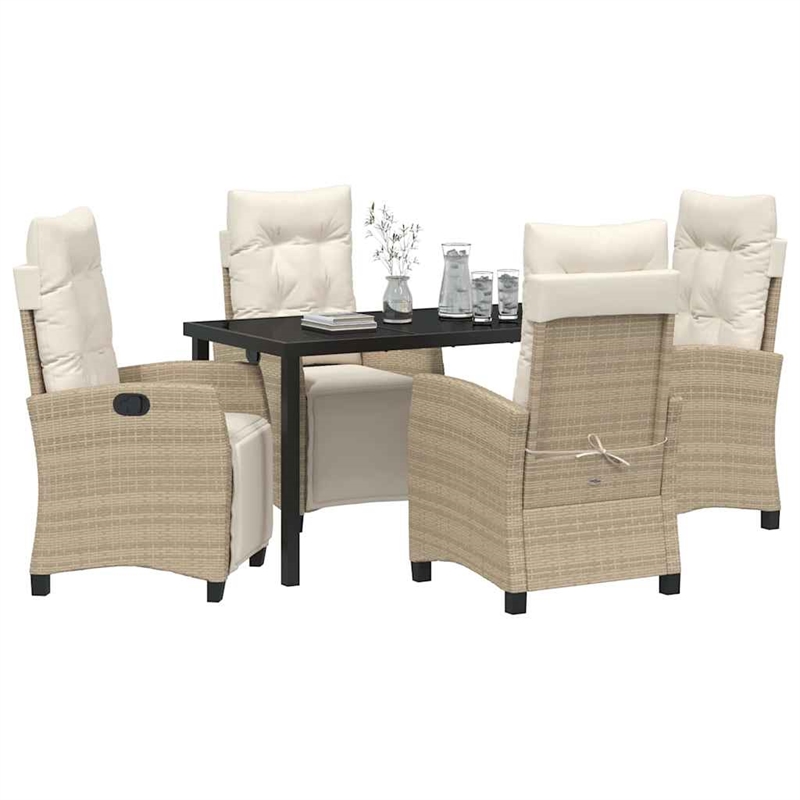 Afuera Living 5 Piece Poly Rattan Garden Dining Set with Cushions in Beige