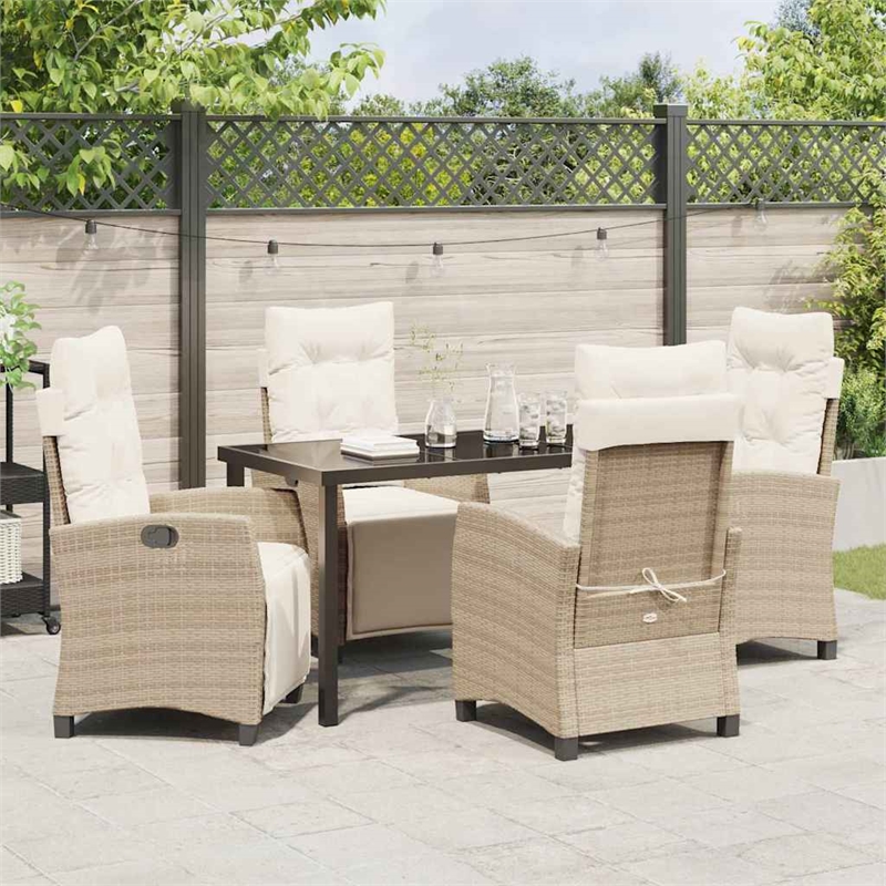 Afuera Living 5 Piece Poly Rattan Garden Dining Set with Cushions in Beige