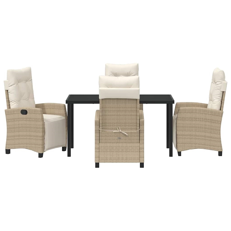 Afuera Living 5 Piece Poly Rattan Garden Dining Set with Cushions in Beige