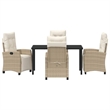 Afuera Living 5 Piece Poly Rattan Garden Dining Set with Cushions in Beige
