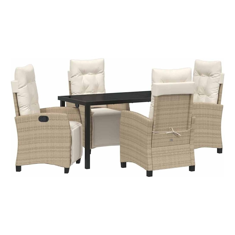 Afuera Living 5 Piece Poly Rattan Garden Dining Set with Cushions in Beige
