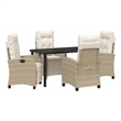 Afuera Living 5 Piece Poly Rattan Garden Dining Set with Cushions in Beige