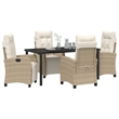 Afuera Living 5 Piece Poly Rattan Garden Dining Set with Cushions in Beige