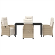 Afuera Living 5 Piece Poly Rattan Garden Dining Set with Cushions in Beige
