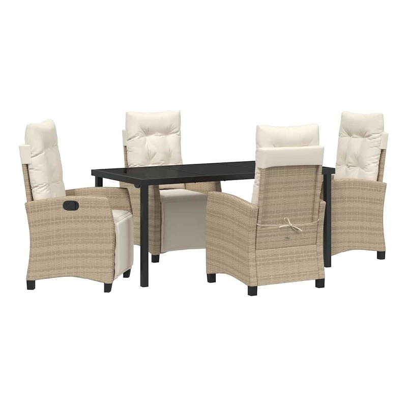 Afuera Living 5 Piece Poly Rattan Garden Dining Set with Cushions in Beige