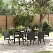 Afuera Living 7 Piece Poly Rattan Garden Dining Set with Cushions in Black