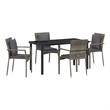 Afuera Living 5 Piece Poly Rattan Garden Dining Set with Cushions in Gray