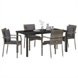 Afuera Living 5 Piece Poly Rattan Garden Dining Set with Cushions in Gray