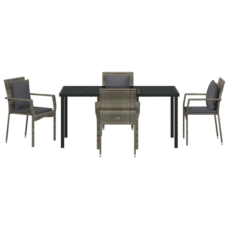 Afuera Living 5 Piece Poly Rattan Garden Dining Set with Cushions in Gray