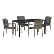 Afuera Living 5 Piece Poly Rattan Garden Dining Set with Cushions in Gray