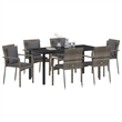 Afuera Living 7 Piece Poly Rattan Garden Dining Set with Cushions in Gray