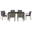 Afuera Living 7 Piece Poly Rattan Garden Dining Set with Cushions in Gray