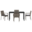 Afuera Living 5 Piece Poly Rattan Garden Dining Set with Cushions in Gray