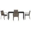 Afuera Living 5 Piece Poly Rattan Garden Dining Set with Cushions in Gray