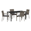 Afuera Living 5 Piece Poly Rattan Garden Dining Set with Cushions in Gray