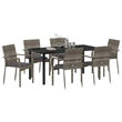 Afuera Living 7 Piece Poly Rattan Garden Dining Set with Cushions in Gray