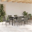 Afuera Living 7 Piece Poly Rattan Garden Dining Set with Cushions in Gray