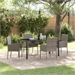 Afuera Living 5 Piece Poly Rattan Garden Dining Set with Cushions in Gray