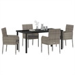 Afuera Living 5 Piece Poly Rattan Garden Dining Set with Cushions in Gray