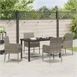 Afuera Living 5 Piece Poly Rattan Garden Dining Set with Cushions in Gray