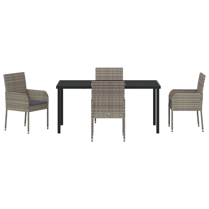 Afuera Living 5 Piece Poly Rattan Garden Dining Set with Cushions in Gray