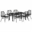 Afuera Living 7 Piece Poly Rattan Garden Dining Set in Black