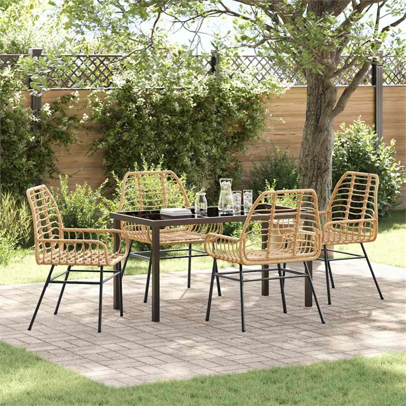 Afuera Living 5 Piece Poly Rattan Garden Dining Set in Brown