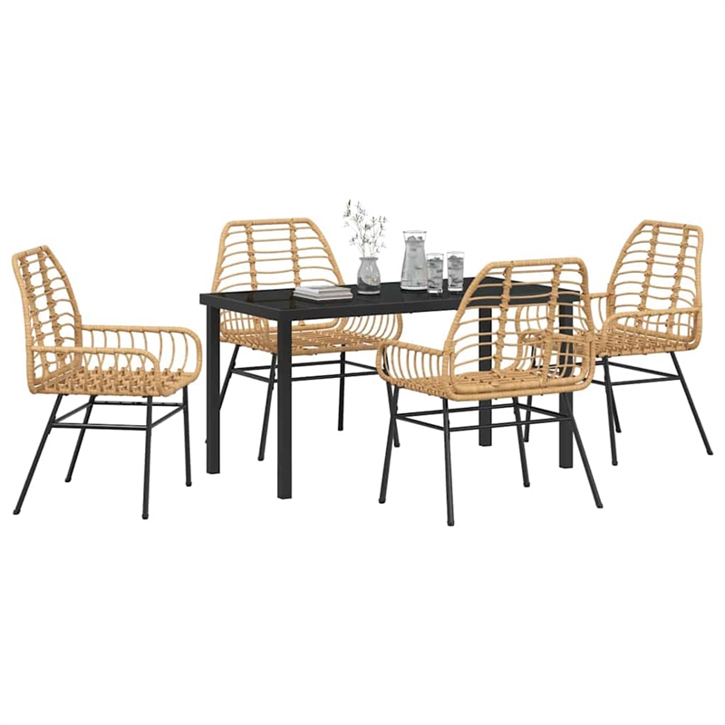 Afuera Living 5 Piece Poly Rattan Garden Dining Set in Brown