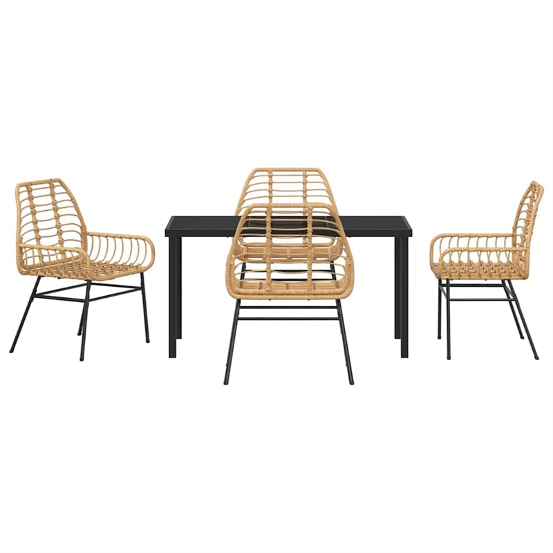 Afuera Living 5 Piece Poly Rattan Garden Dining Set in Brown