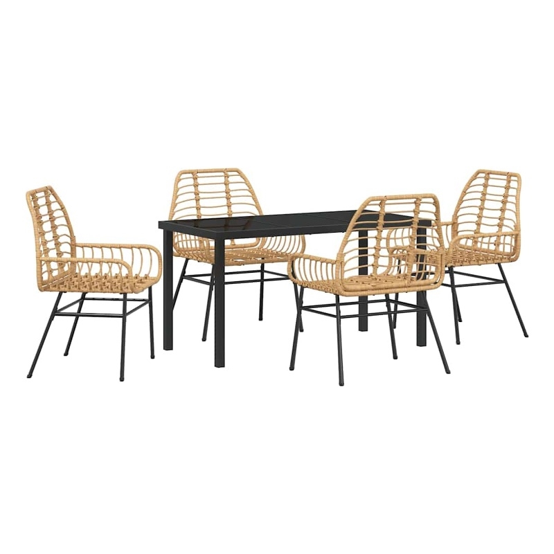 Afuera Living 5 Piece Poly Rattan Garden Dining Set in Brown
