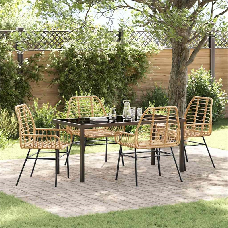 Afuera Living 5 Piece Poly Rattan Garden Dining Set in Brown