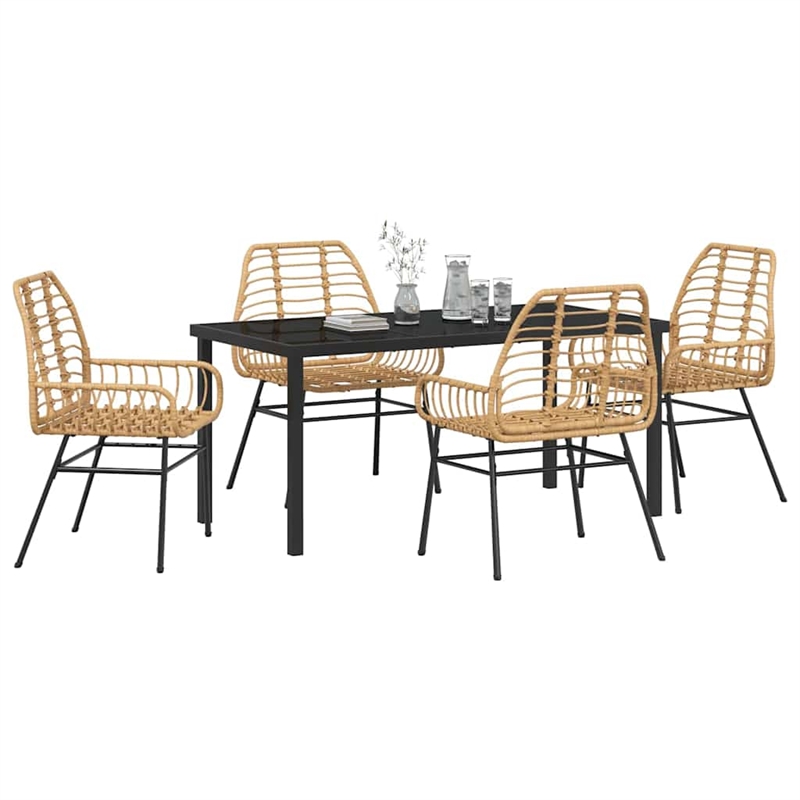 Afuera Living 5 Piece Poly Rattan Garden Dining Set in Brown