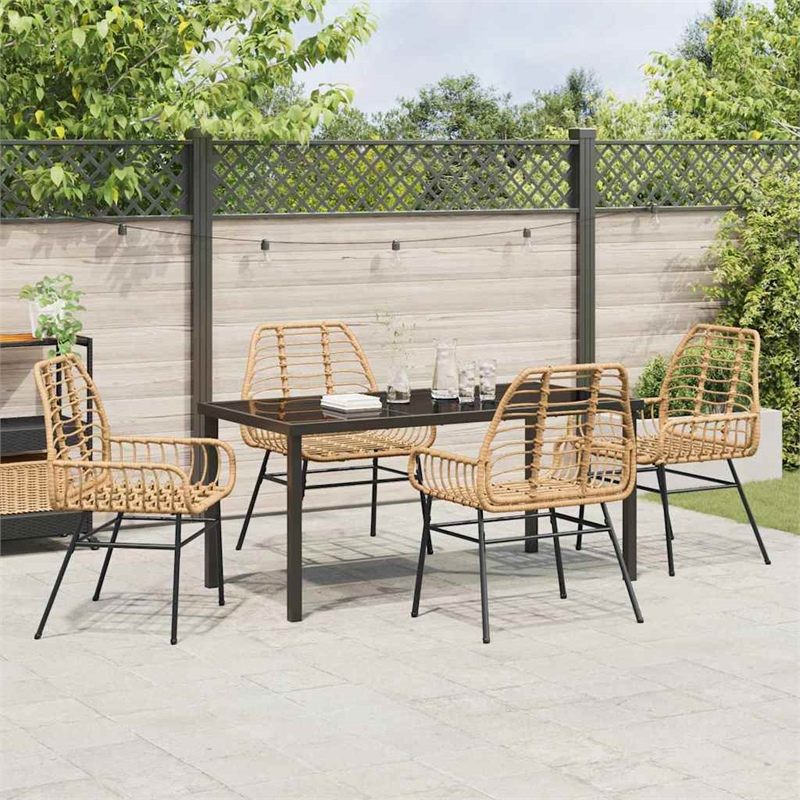 Afuera Living 5 Piece Poly Rattan Garden Dining Set in Brown