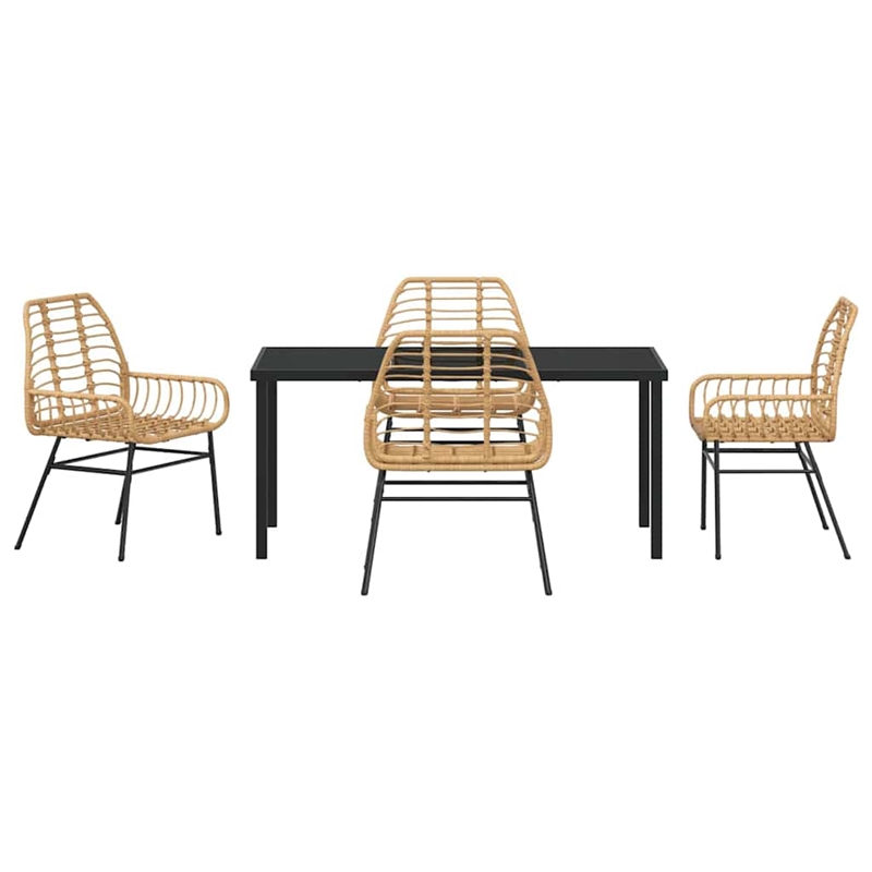 Afuera Living 5 Piece Poly Rattan Garden Dining Set in Brown