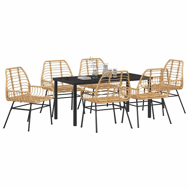 Afuera Living 7 Piece Poly Rattan Garden Dining Set in Brown