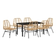 Afuera Living 7 Piece Poly Rattan Garden Dining Set in Brown