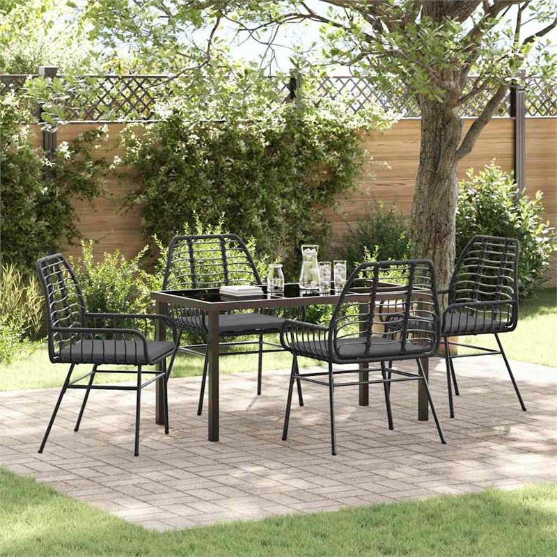 Afuera Living 5 Piece Poly Rattan Garden Dining Set in Black