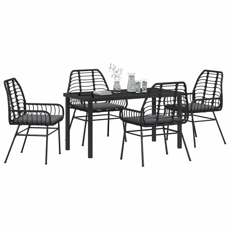 Afuera Living 5 Piece Poly Rattan Garden Dining Set in Black