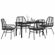 Afuera Living 5 Piece Poly Rattan Garden Dining Set in Black