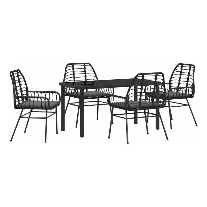 Afuera Living 5 Piece Poly Rattan Garden Dining Set in Black