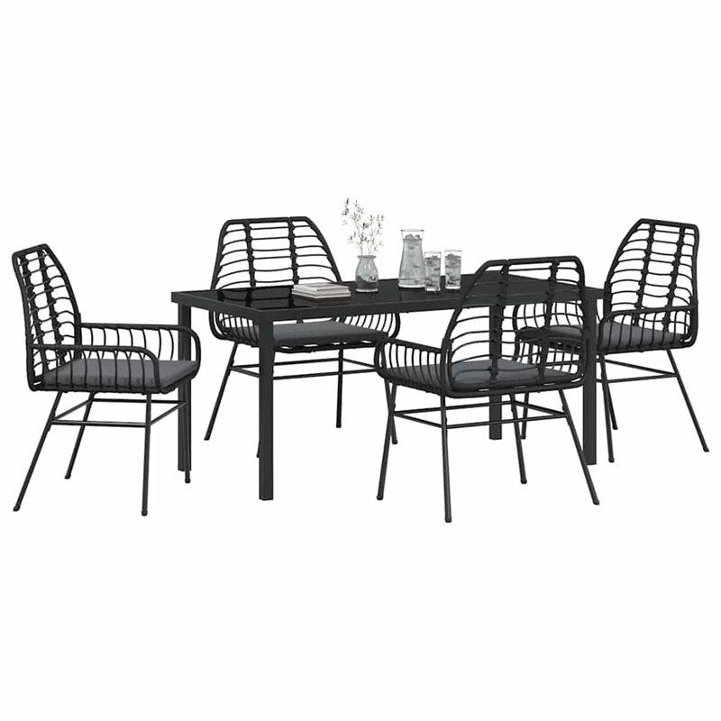 Afuera Living 5 Piece Poly Rattan Garden Dining Set in Black