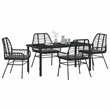 Afuera Living 5 Piece Poly Rattan Garden Dining Set in Black
