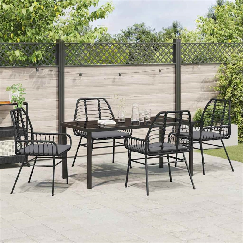 Afuera Living 5 Piece Poly Rattan Garden Dining Set in Black