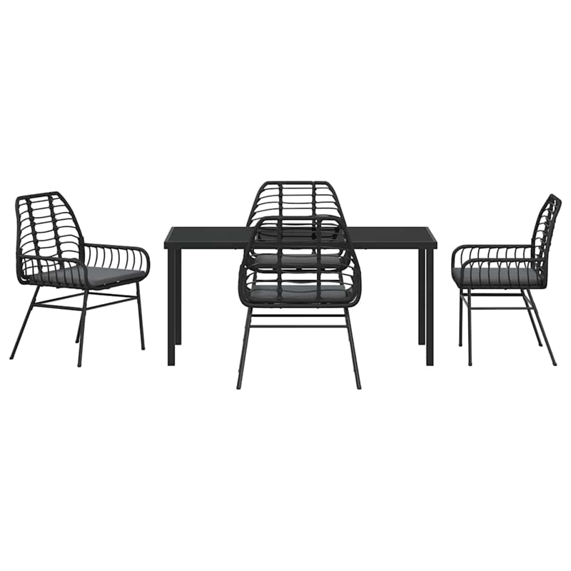 Afuera Living 5 Piece Poly Rattan Garden Dining Set in Black