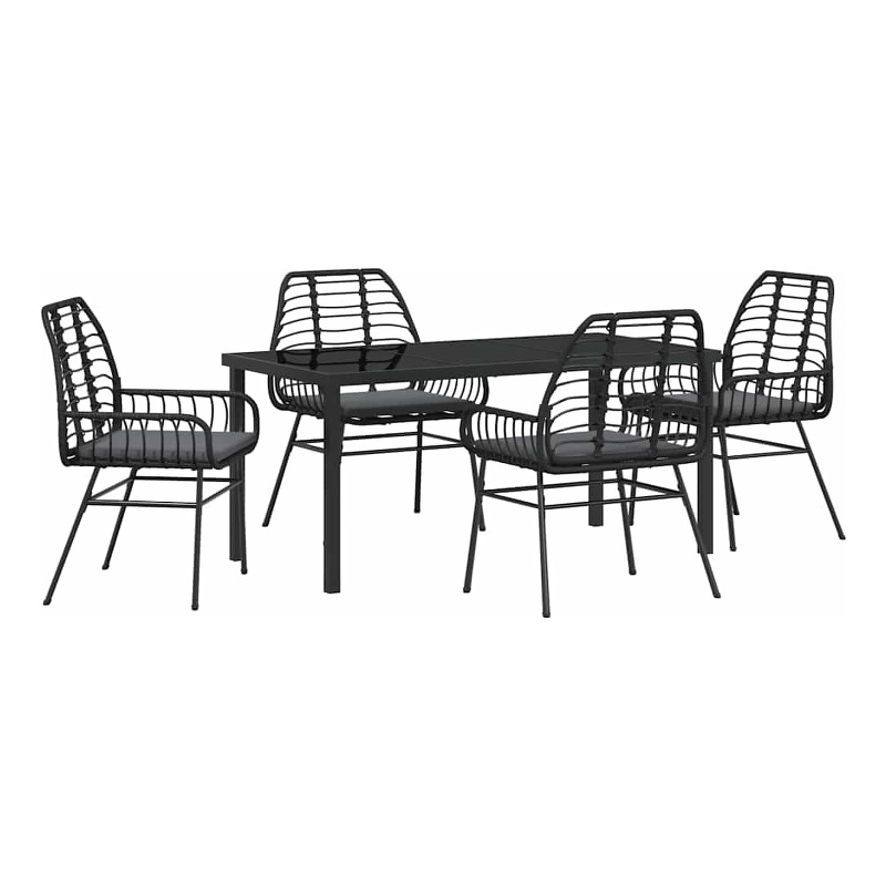 Afuera Living 5 Piece Poly Rattan Garden Dining Set in Black