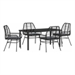Afuera Living 5 Piece Poly Rattan Garden Dining Set in Black