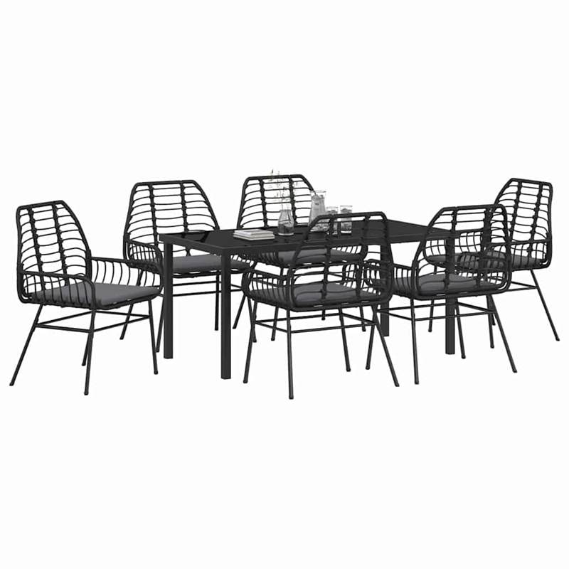 Afuera Living 7 Piece Poly Rattan Garden Dining Set in Black